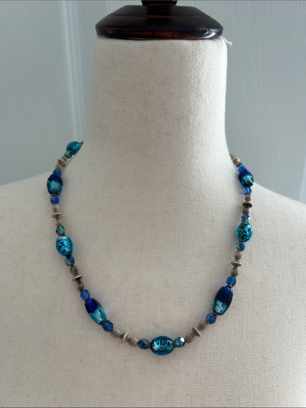 Blue Glass Bead Necklace - Elegant Women’s Jewelry